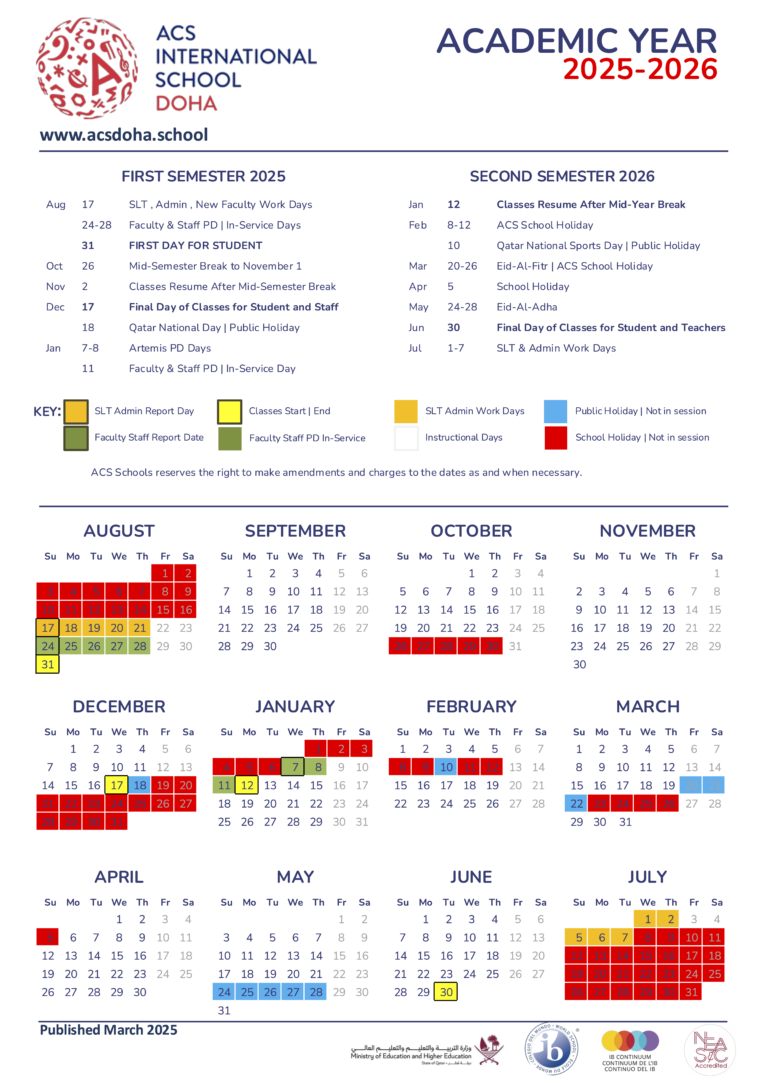 Academic Calendar 202526 ACS Doha Academic Calendar 202526 ACS Doha